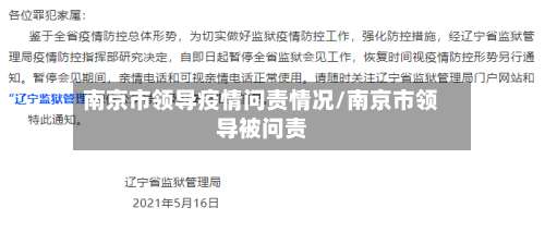 南京市领导疫情问责情况/南京市领导被问责-第2张图片